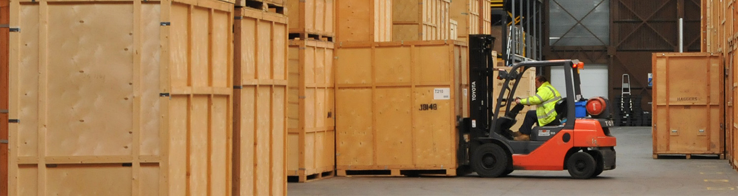 Storage - forklift in warehouse